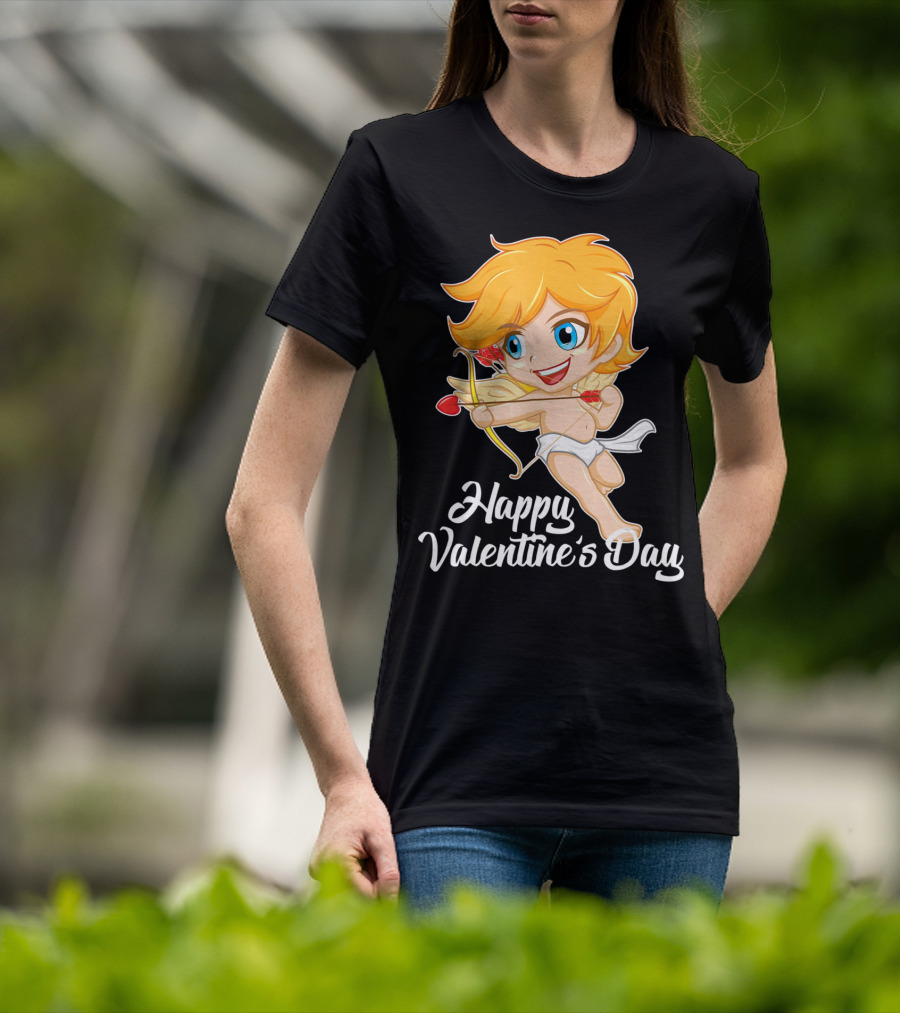 Happy Valentine's Day Cupid Bow And Heart Arrow T-Shirt