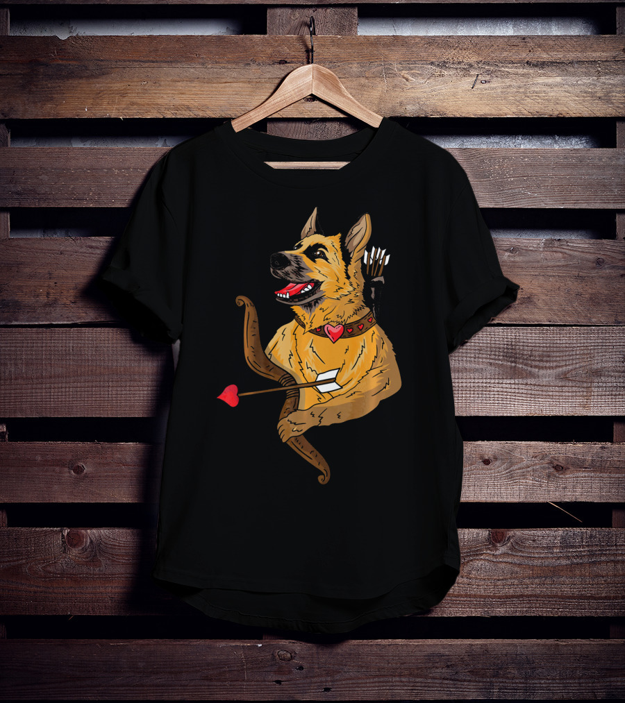 Cupid German Shepherd With Bow And Heart Arrow Dog Lovers T-Shirt