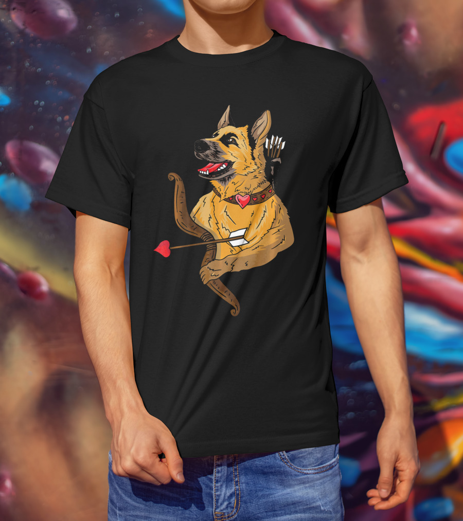 Cupid German Shepherd With Bow And Heart Arrow Dog Lovers T-Shirt
