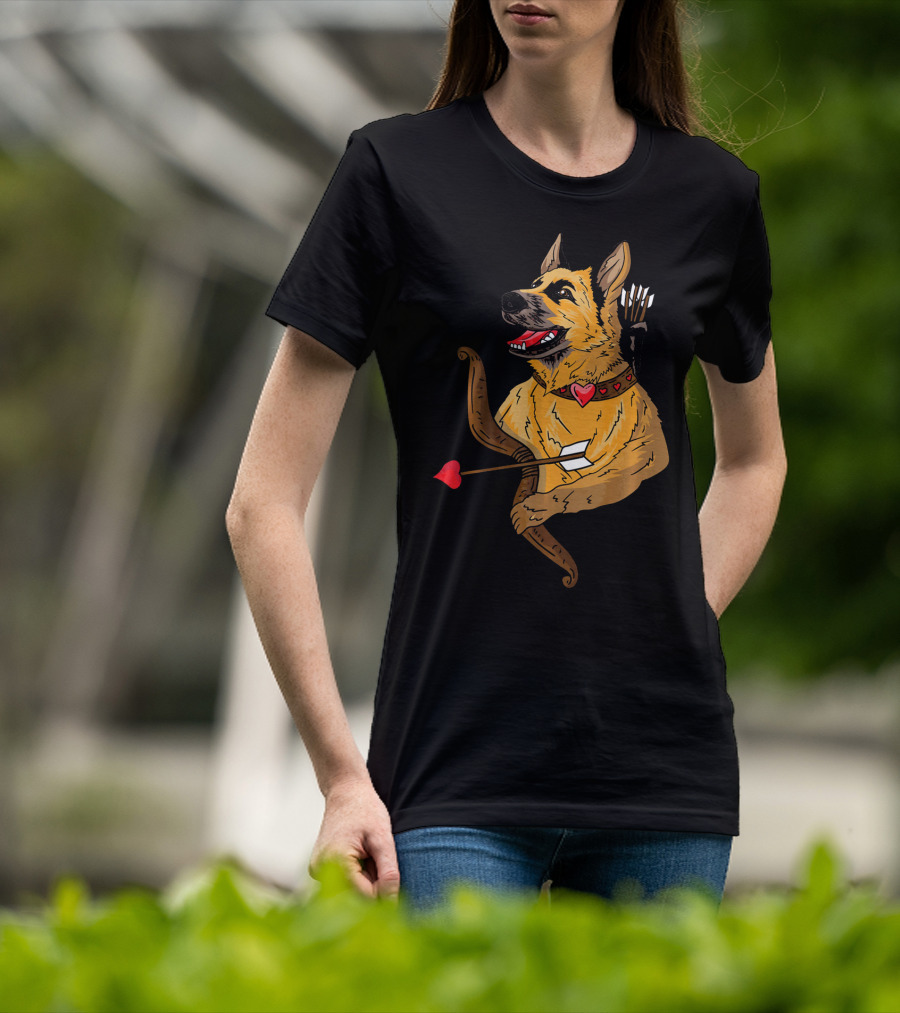 Cupid German Shepherd With Bow And Heart Arrow Dog Lovers T-Shirt