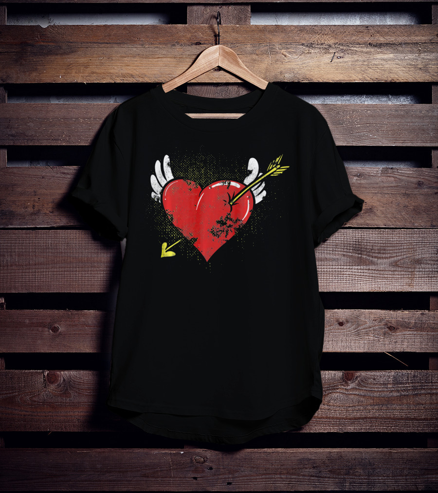 Cupid Valentine Heart With Arrow And Wings Matching Coup T-Shirt