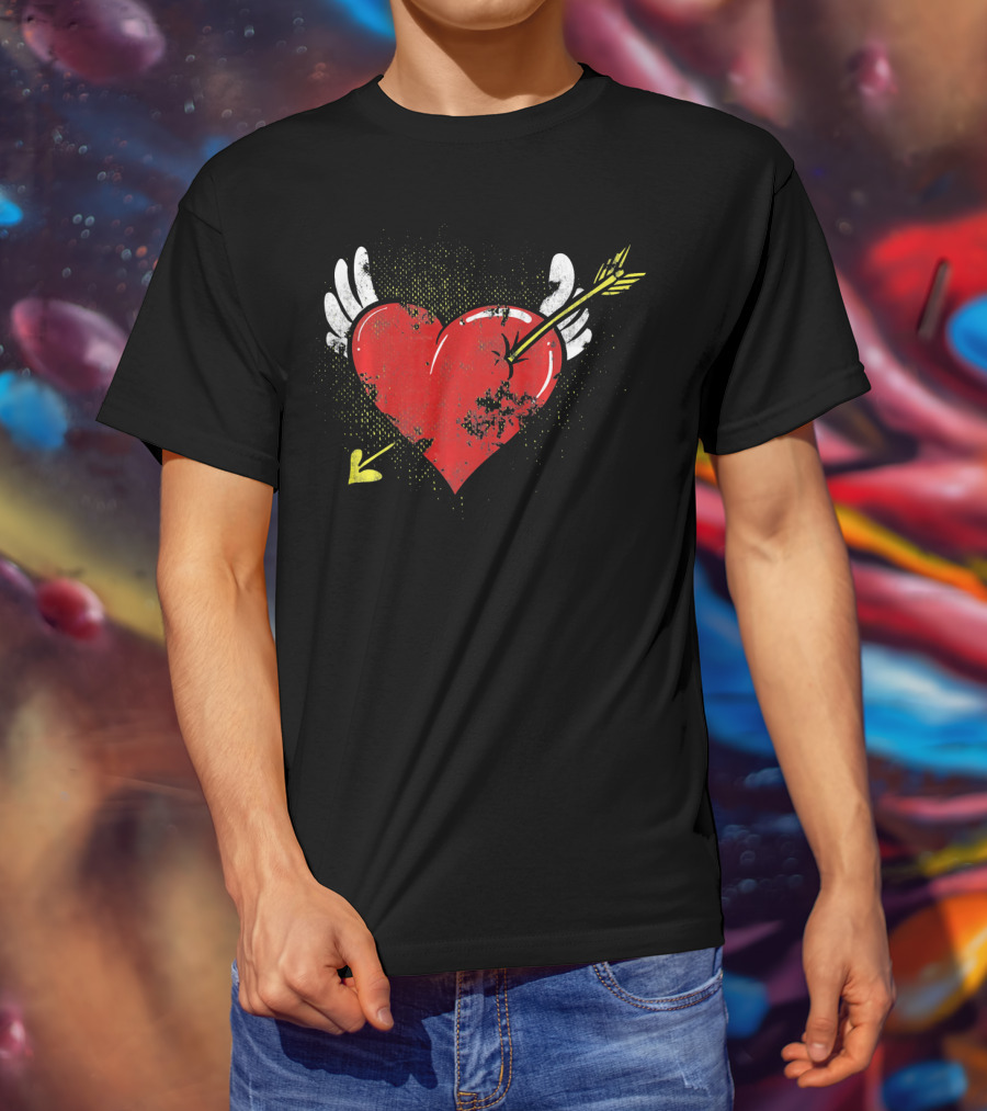 Cupid Valentine Heart With Arrow And Wings Matching Coup T-Shirt