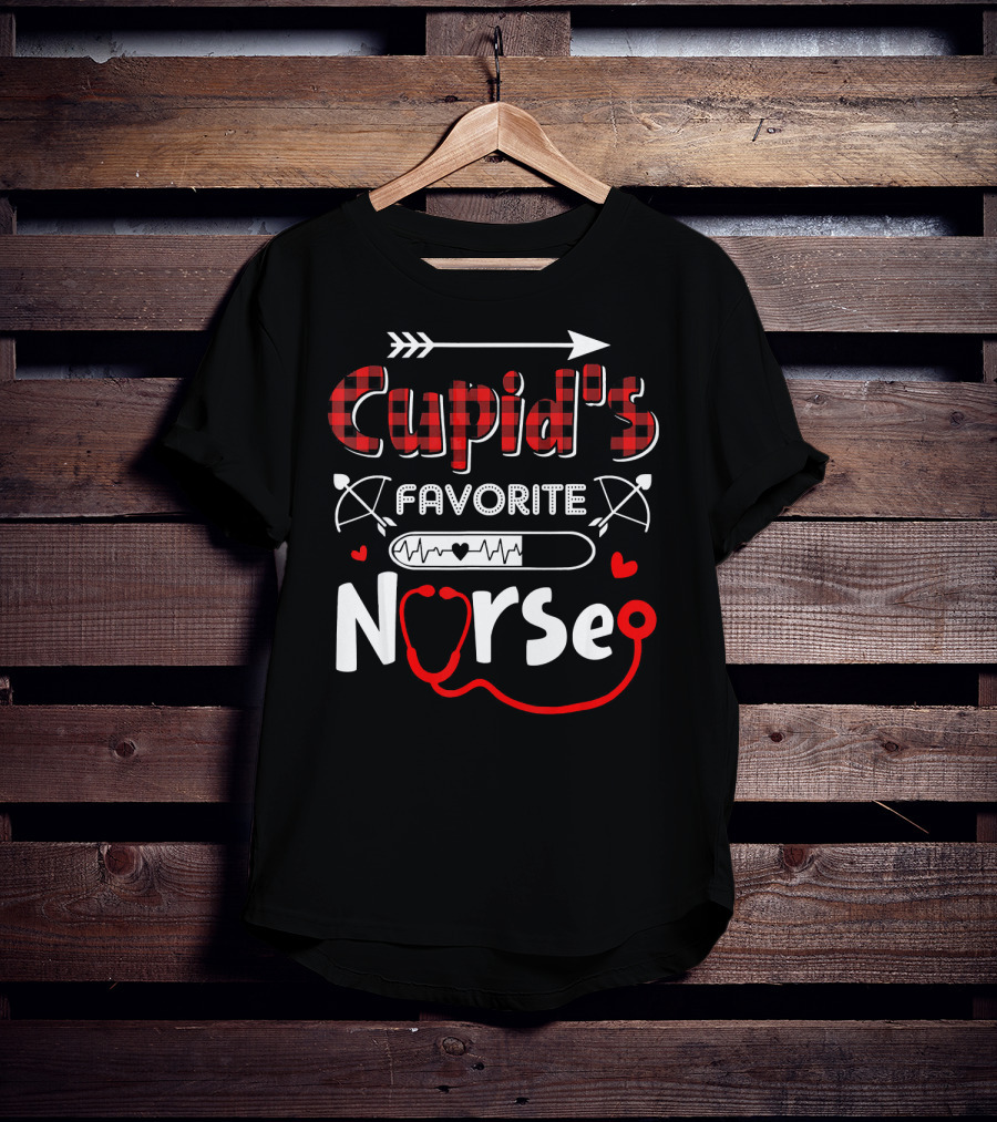 Cupid's Favorite Nurse Valentine's Day Heart Stethoscope And Arrow T-Shirt