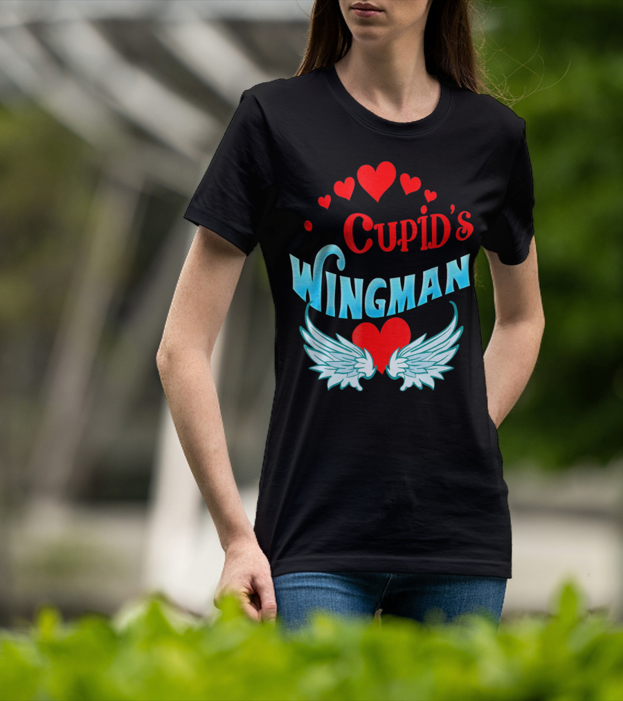 Cupid's Wingman Valentine's Hearts And Wings T-Shirt