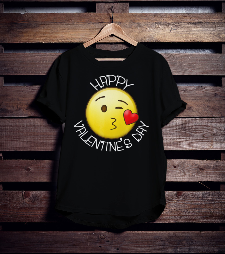 Happy Valentine's Day Cute Blow Kiss Heart Emoji Wink T-Shirt