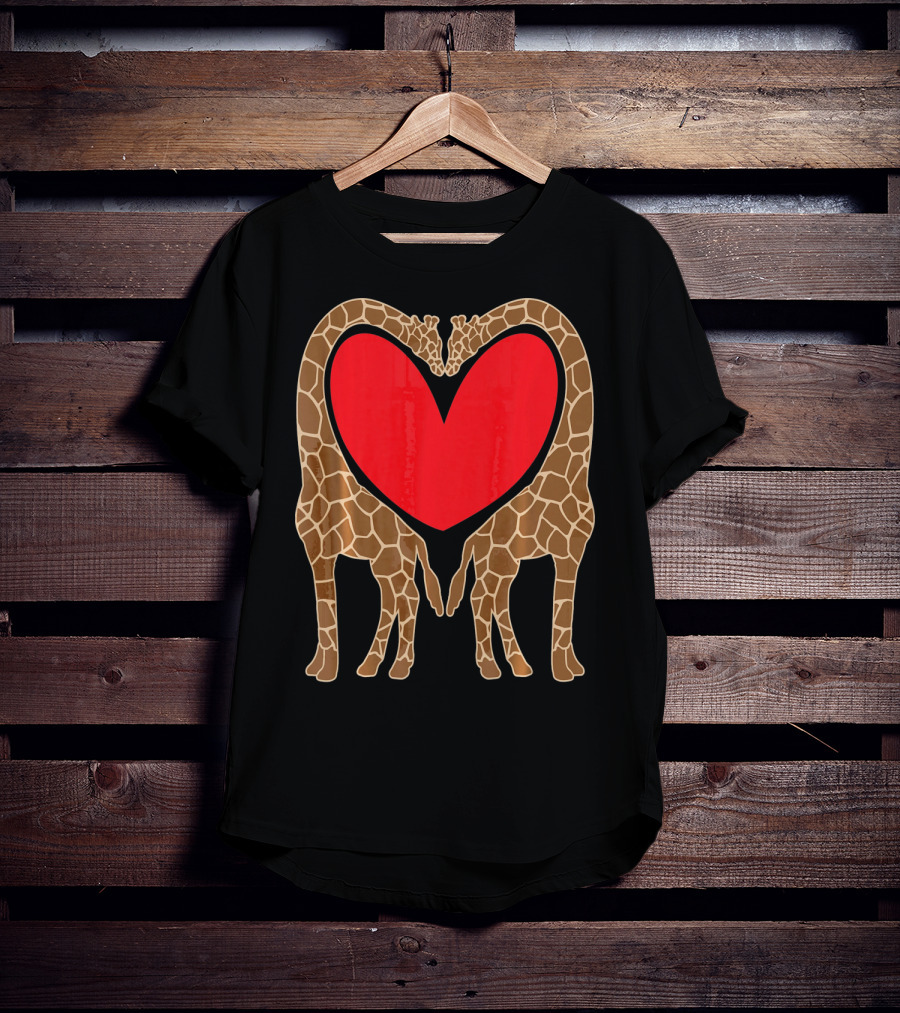 Cute Giraffe Heart Shape Valentine Fun T-Shirt