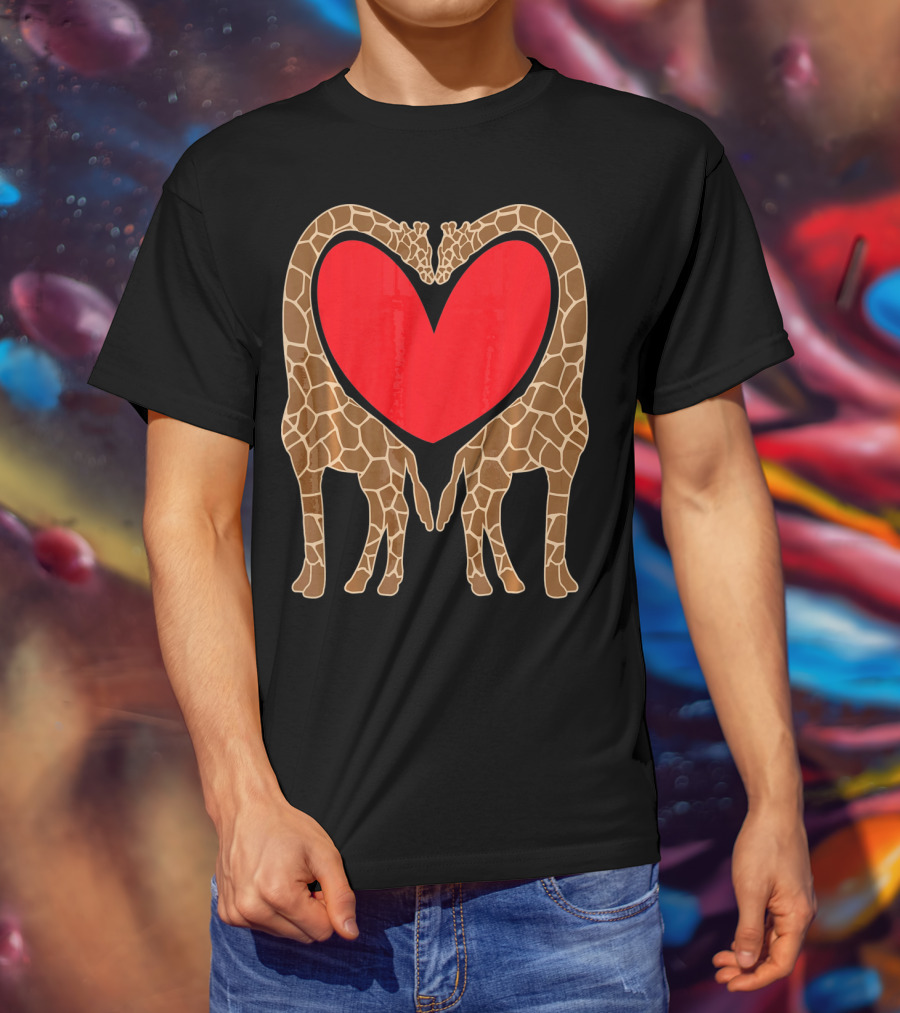 Cute Giraffe Heart Shape Valentine Fun T-Shirt
