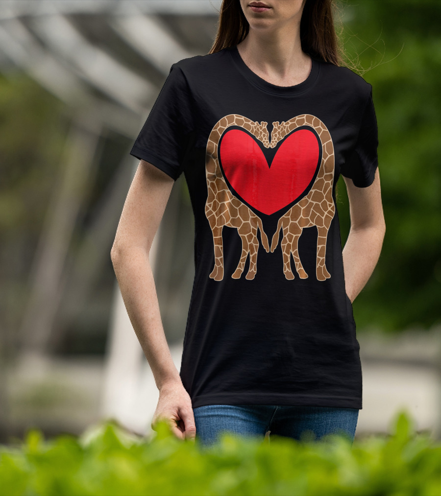 Cute Giraffe Heart Shape Valentine Fun T-Shirt