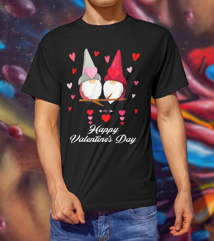 Happy Valentine's Day Cute Gnomes Hearts T-Shirt