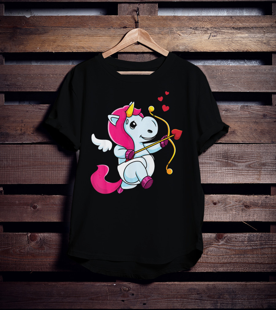 Cupid Unicorn Love Valentines Day Hearts T-Shirt
