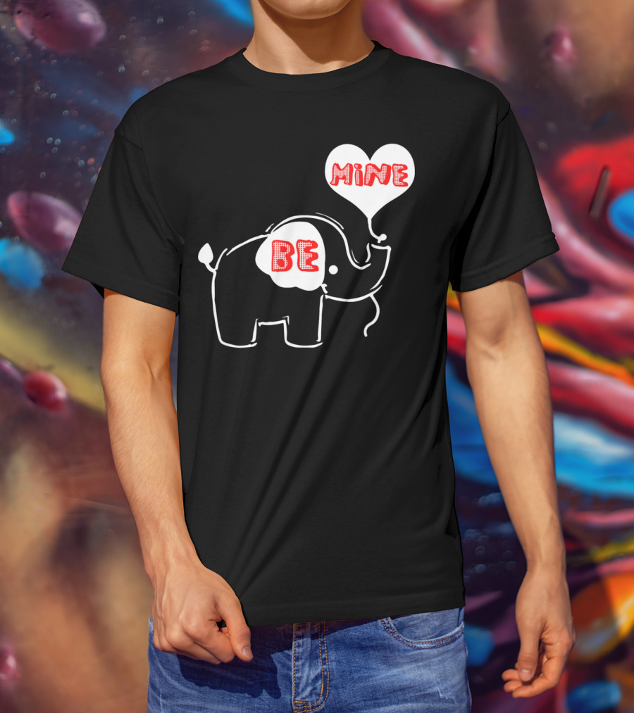 Be Mine Cute Valentines Day Elephant Balloon T-Shirt