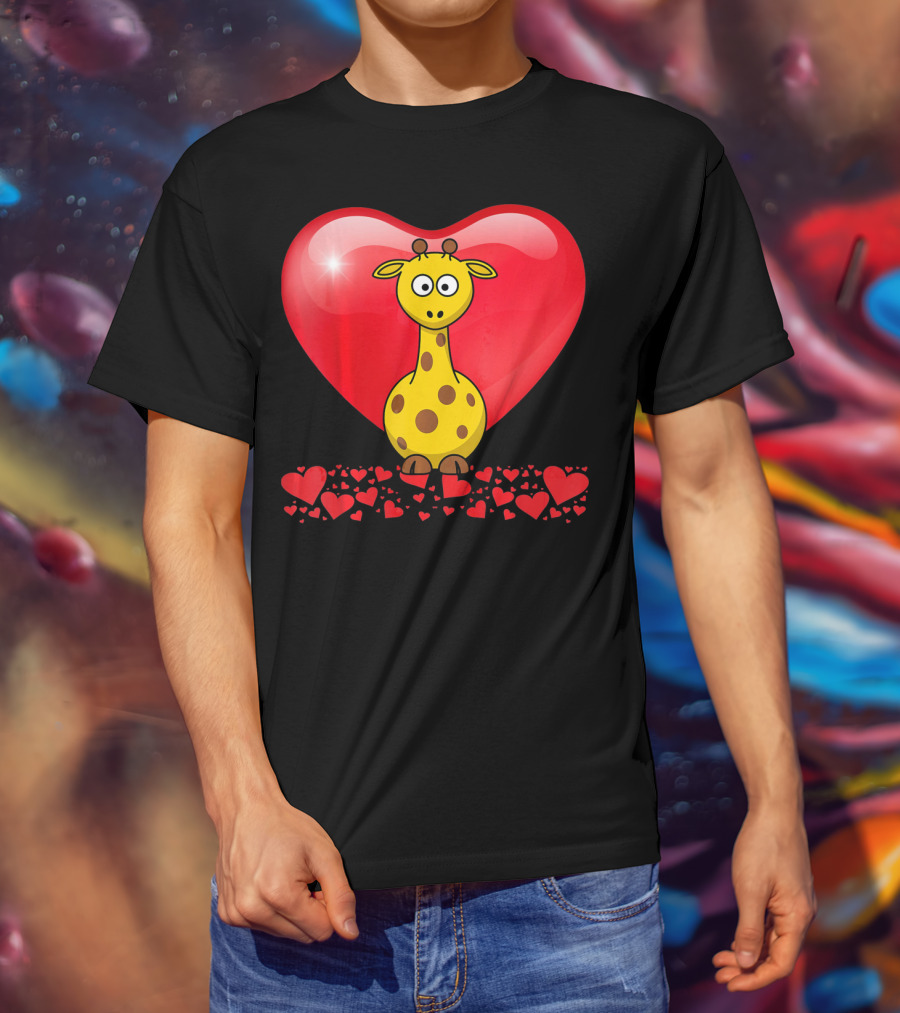 Cute Valentine's Day Heart Giraffe Valentin T-Shirt