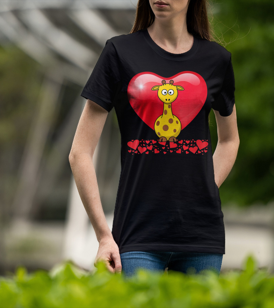 Cute Valentine's Day Heart Giraffe Valentin T-Shirt