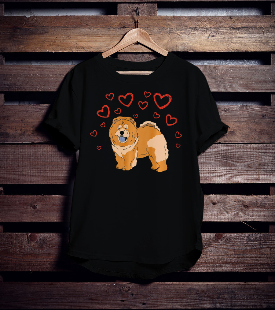 Chow Chow Surrounded By Hearts Valentine Love T-Shirt