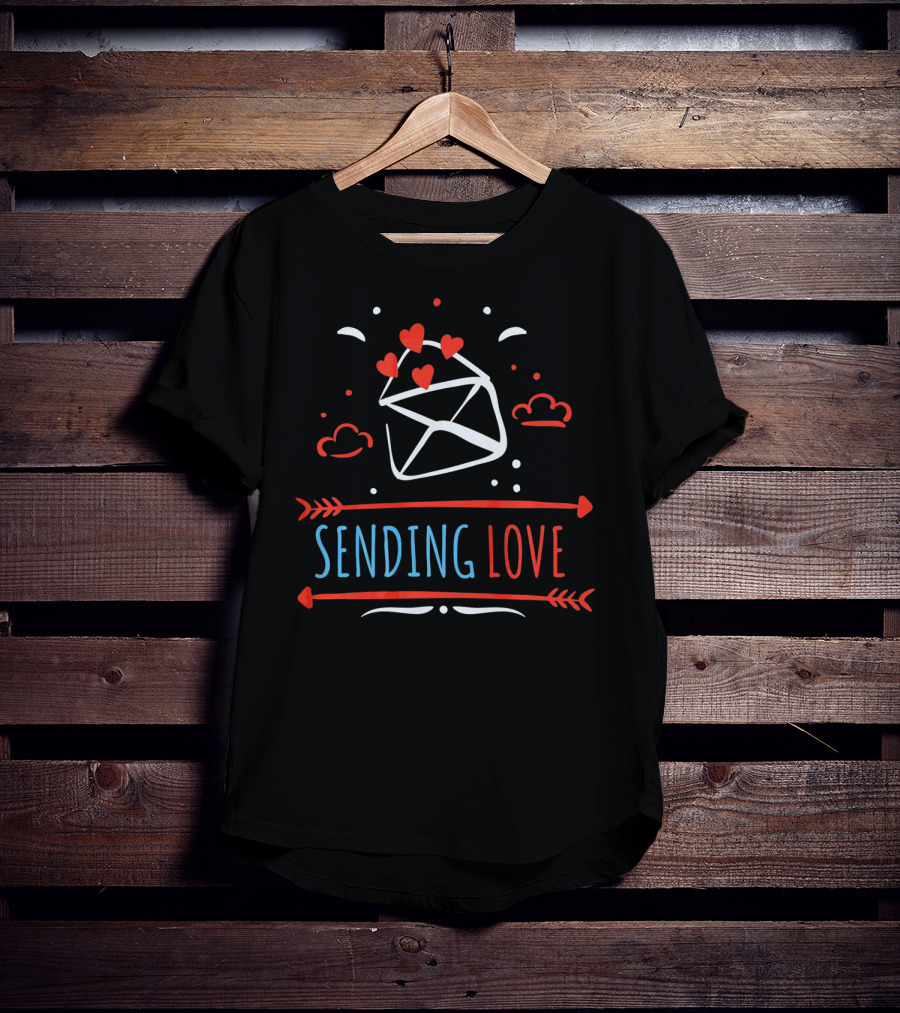 Sending Love Valentines Day Hearts Envelope T-Shirt