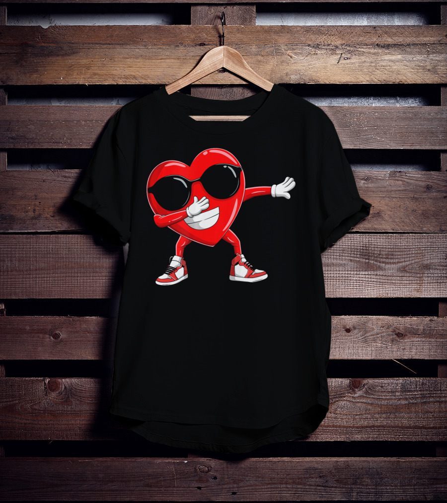 Dabbing Heart With Sunglasses Valentine's Day Cute T-Shirt