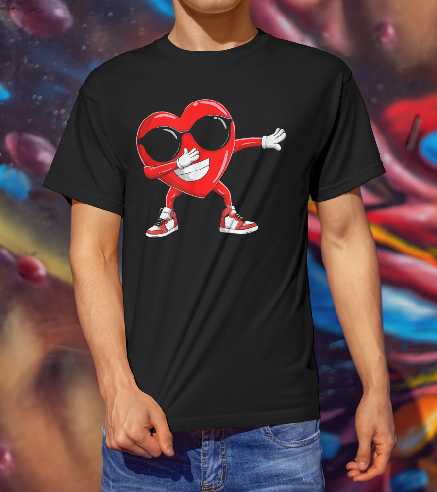 Dabbing Heart With Sunglasses Valentine's Day Cute T-Shirt