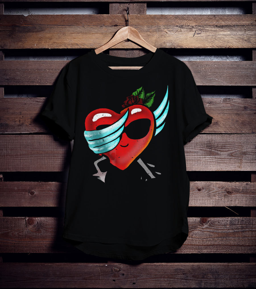 Playful Dabbing Heart With Wings Funny Valentines Day T-Shirt
