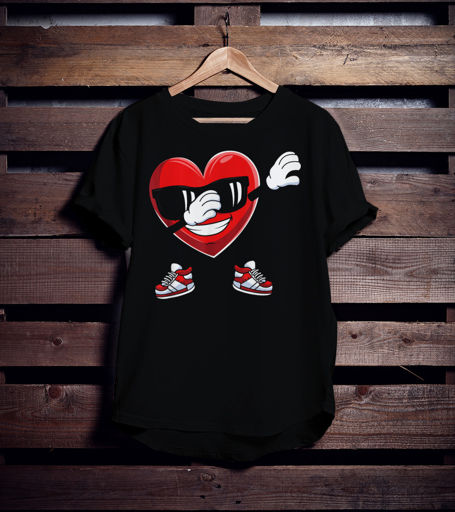 Dabbing Heart With Sunglasses Sneaker Dance T-Shirt