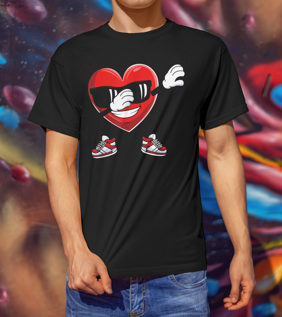Dabbing Heart With Sunglasses Sneaker Dance T-Shirt
