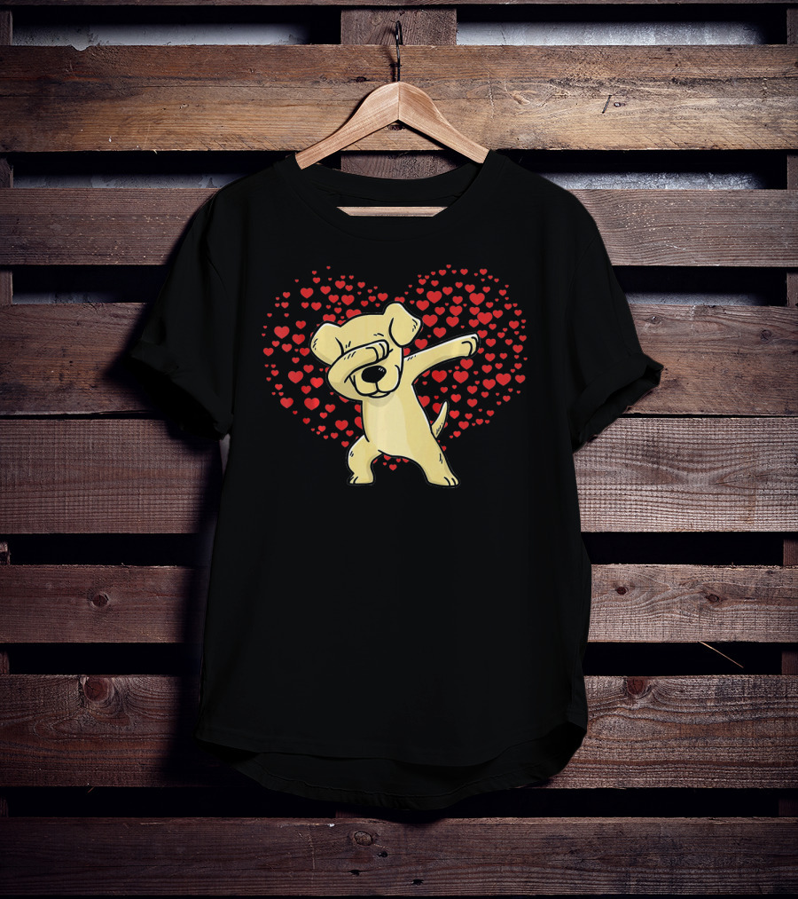 Dabbing Labrador Retriever Dog With Heart Of Valentine T-Shirt