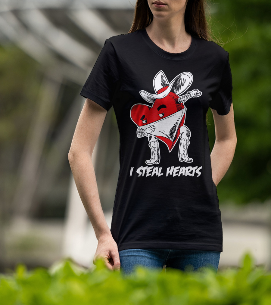 Dabbing Cowboy Heart I Steal Hearts Valentine's Vintage T-Shirt