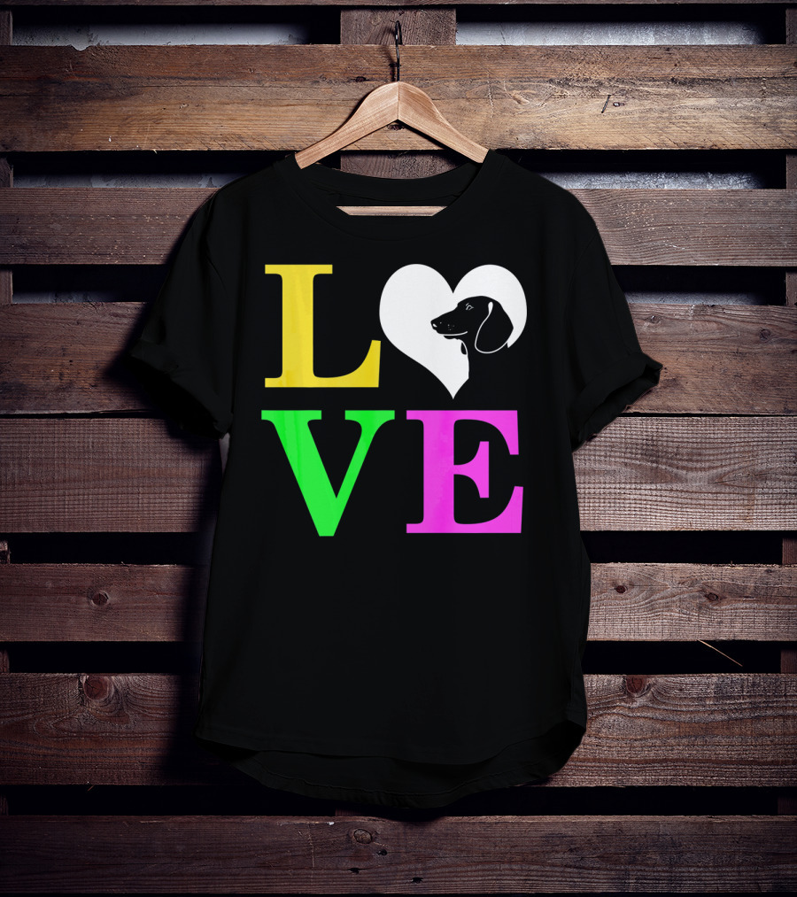 LOVE Dachshund Dog Heart Valentines T-Shirt