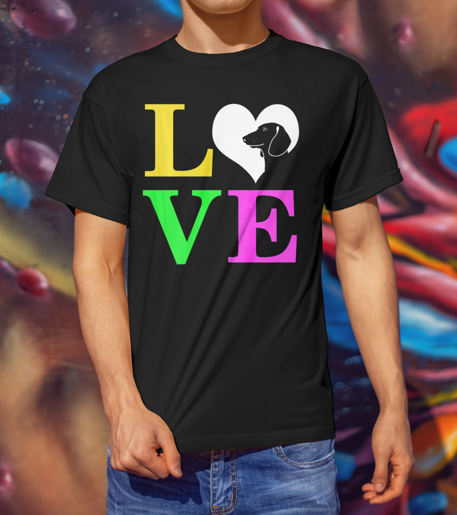 LOVE Dachshund Dog Heart Valentines T-Shirt
