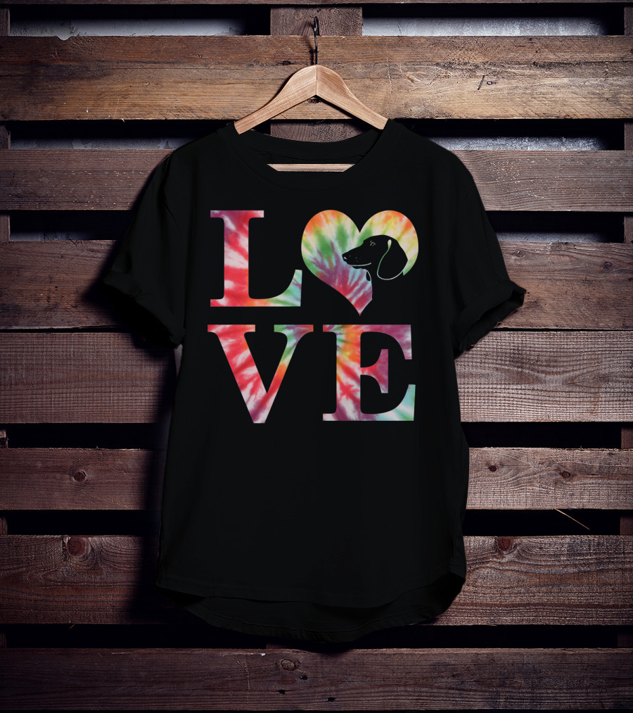 Dachshund Dog Love Tie Dye Valentines T-Shirt