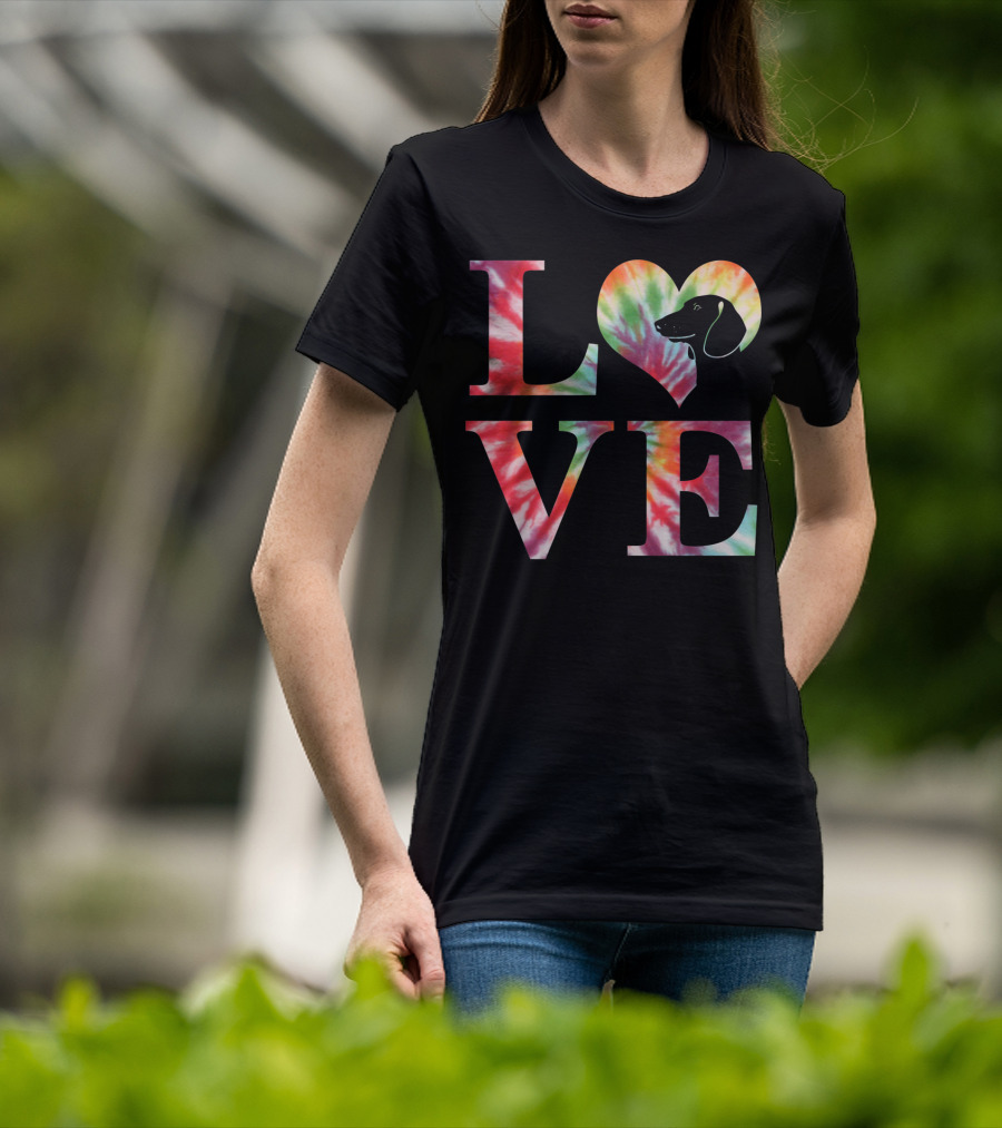 Dachshund Dog Love Tie Dye Valentines T-Shirt