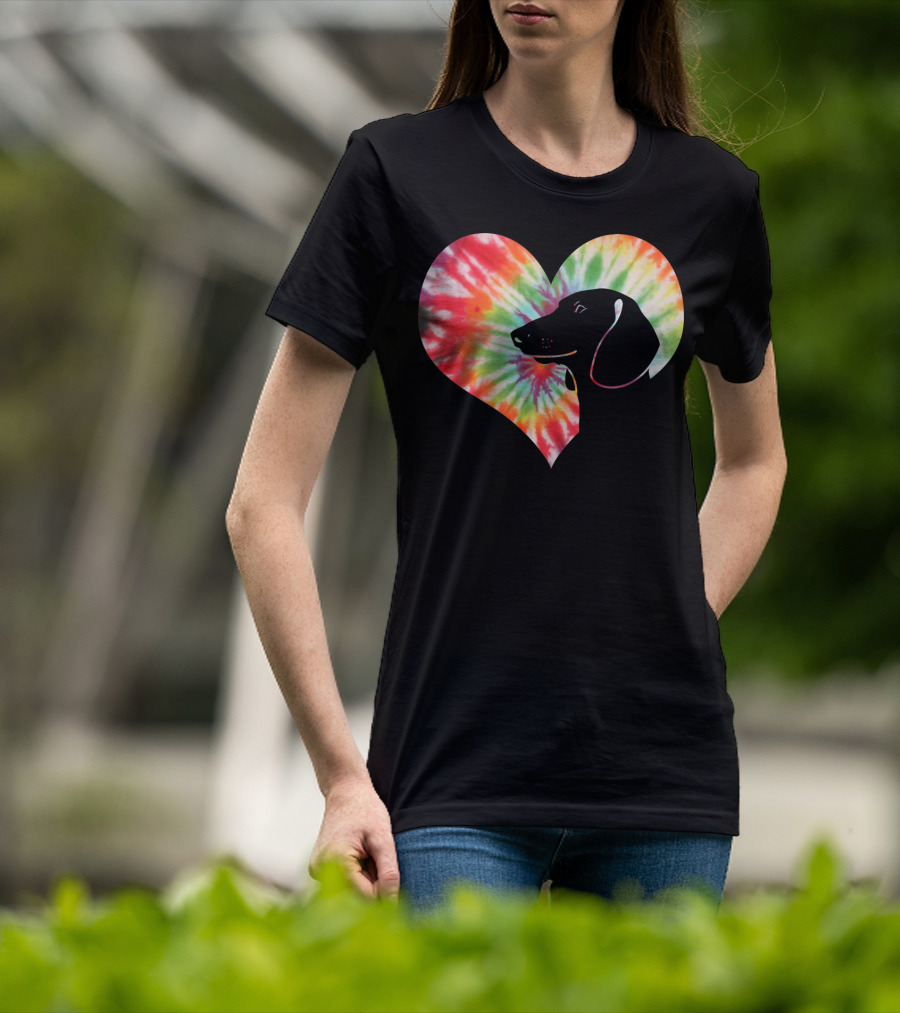 Dachshund Dog Heart Tie Dye Valentines T-Shirt