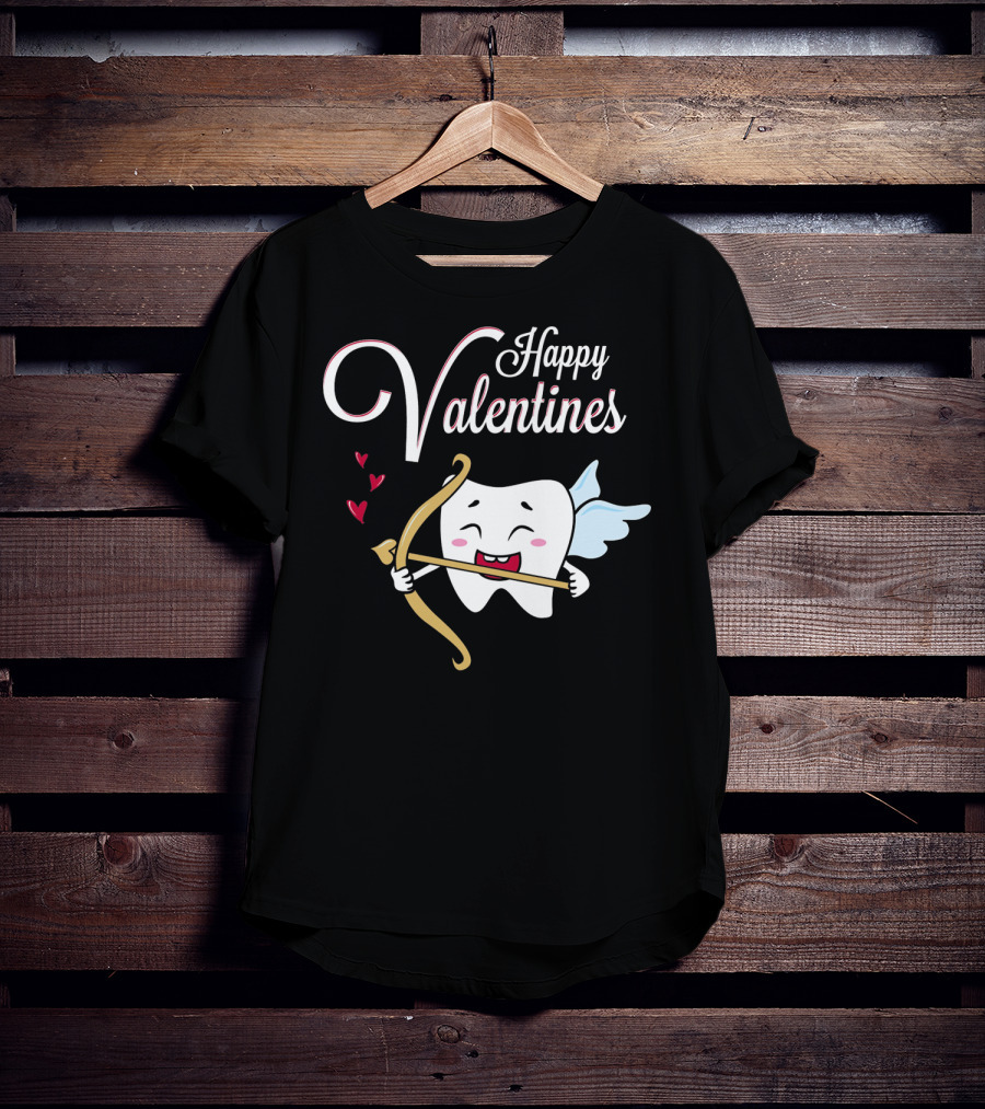 Happy Valentines Dental Hygienist Dentist Tooth Cupid T-Shirt