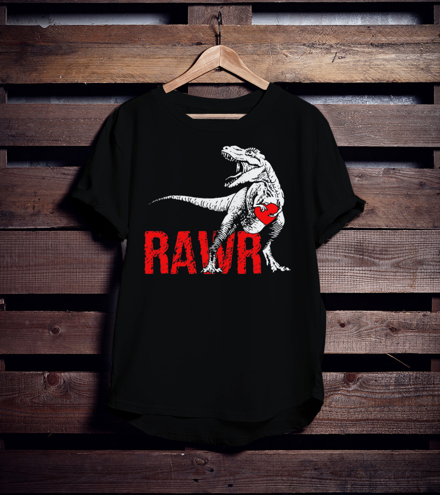 RAWR Dinosaur Valentine Heart T-Shirt