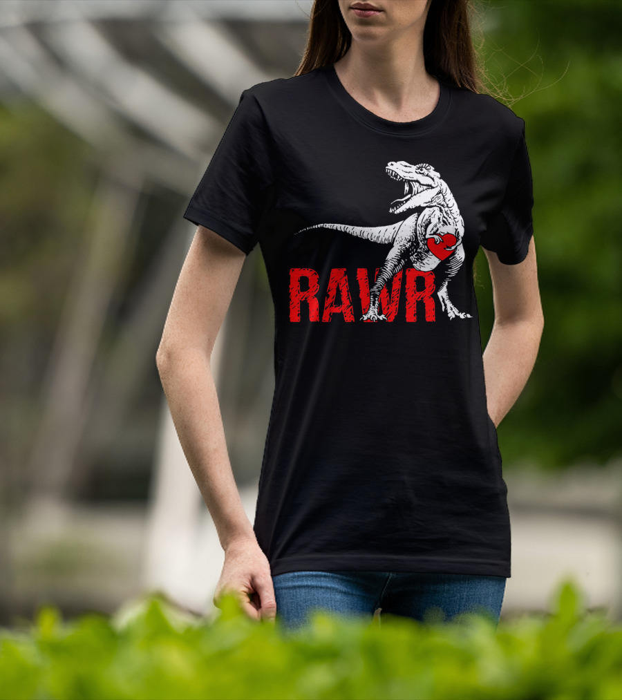 RAWR Dinosaur Valentine Heart T-Shirt