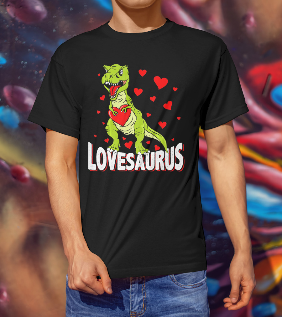 Lovesaurus Dinosaur Valentine Day Hearts T-Shirt