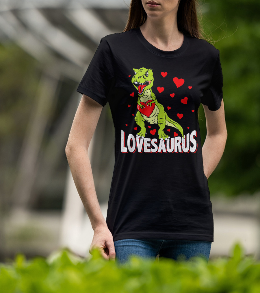 Lovesaurus Dinosaur Valentine Day Hearts T-Shirt