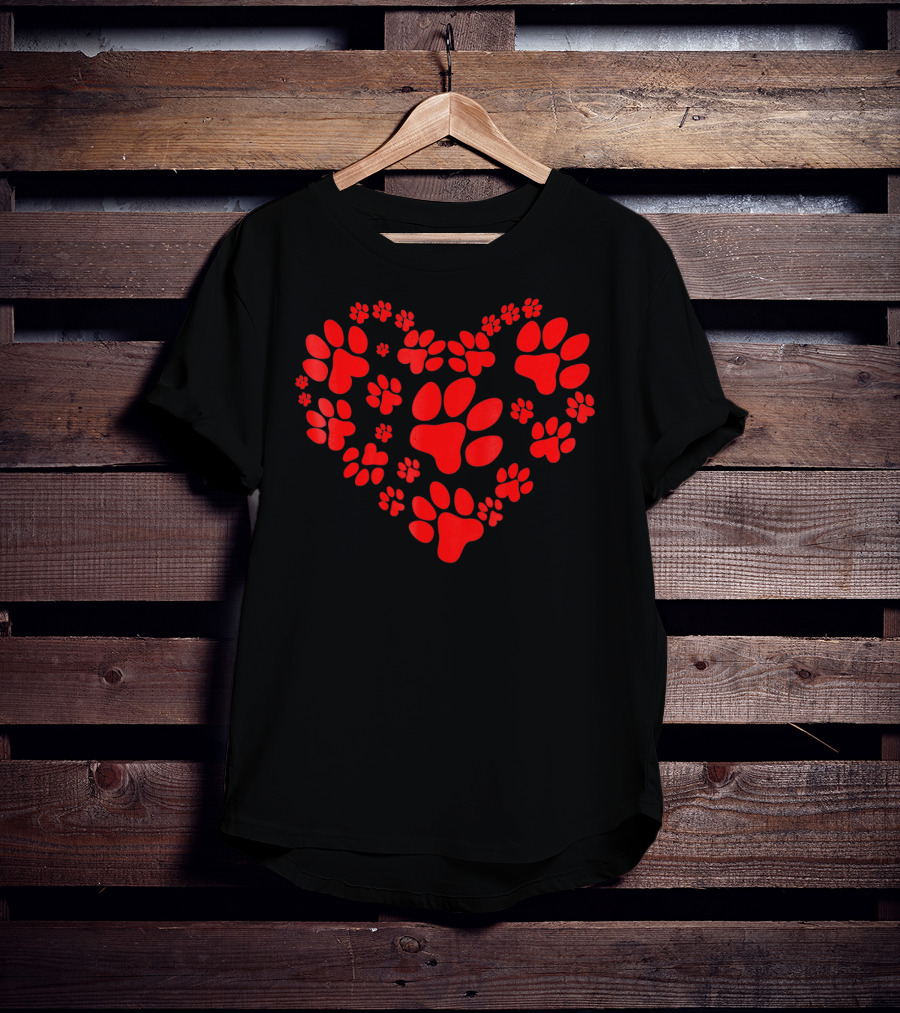 Dog Paw Heart Valentine Love Paws T-Shirt