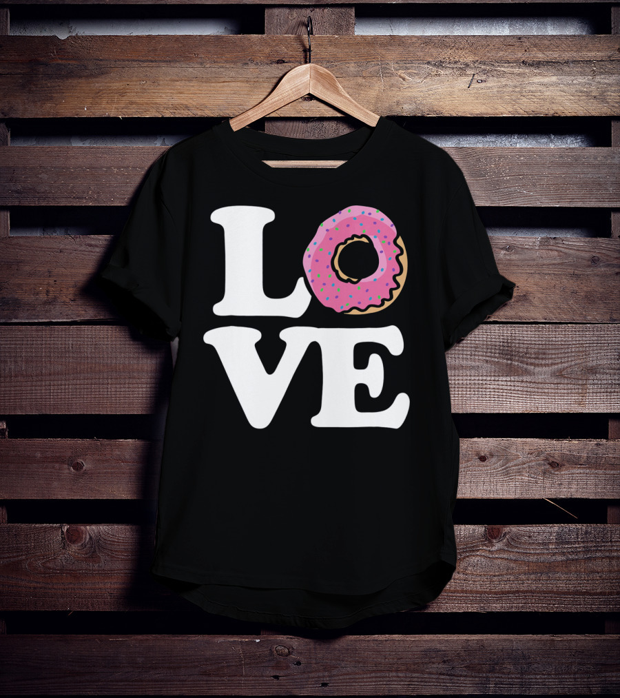 Love For Donut Lovers With Pink Frosted Donut T-Shirt