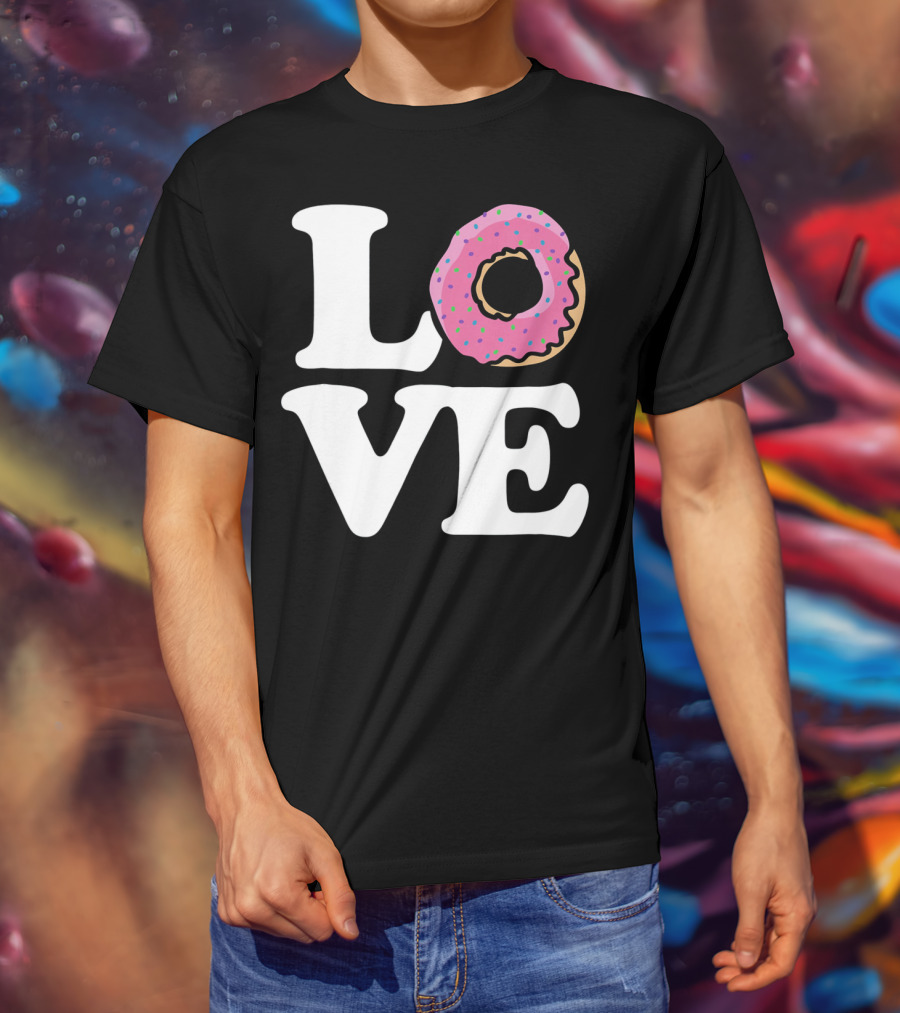 Love For Donut Lovers With Pink Frosted Donut T-Shirt