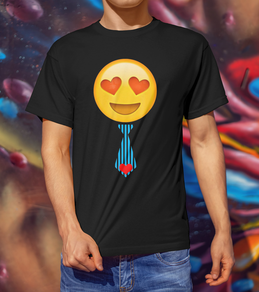 Emoji Heart Eyes Heart Tie Valentine T-Shirt