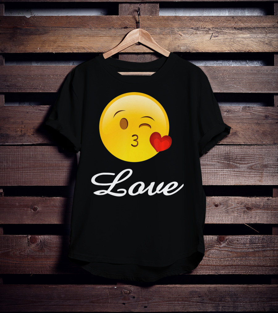 Love Emoji Valentines Day Heart Kiss T-Shirt