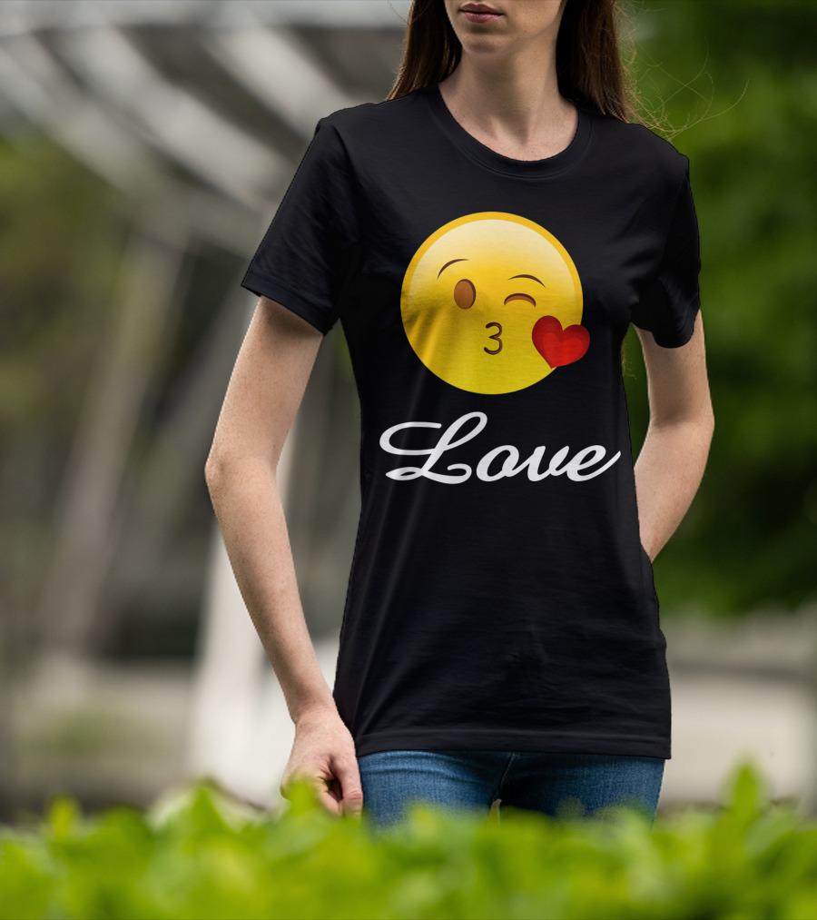 Love Emoji Valentines Day Heart Kiss T-Shirt