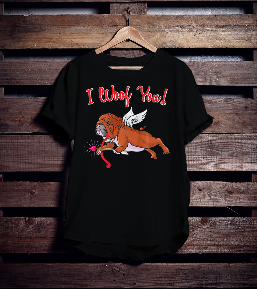 I Woof You English Bulldog Cupid With Arrow T-Shirt