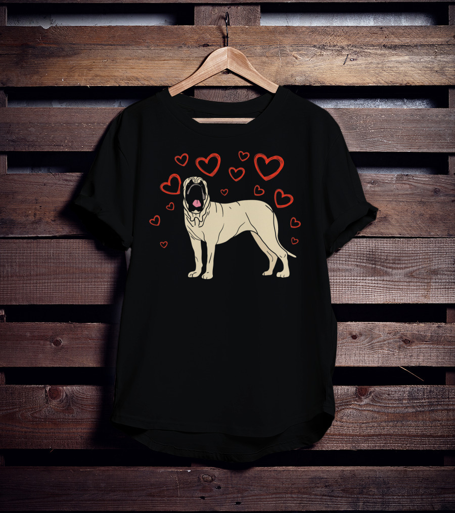 English Mastiff Surrounded By Hearts My Valentine LS T-Shirt