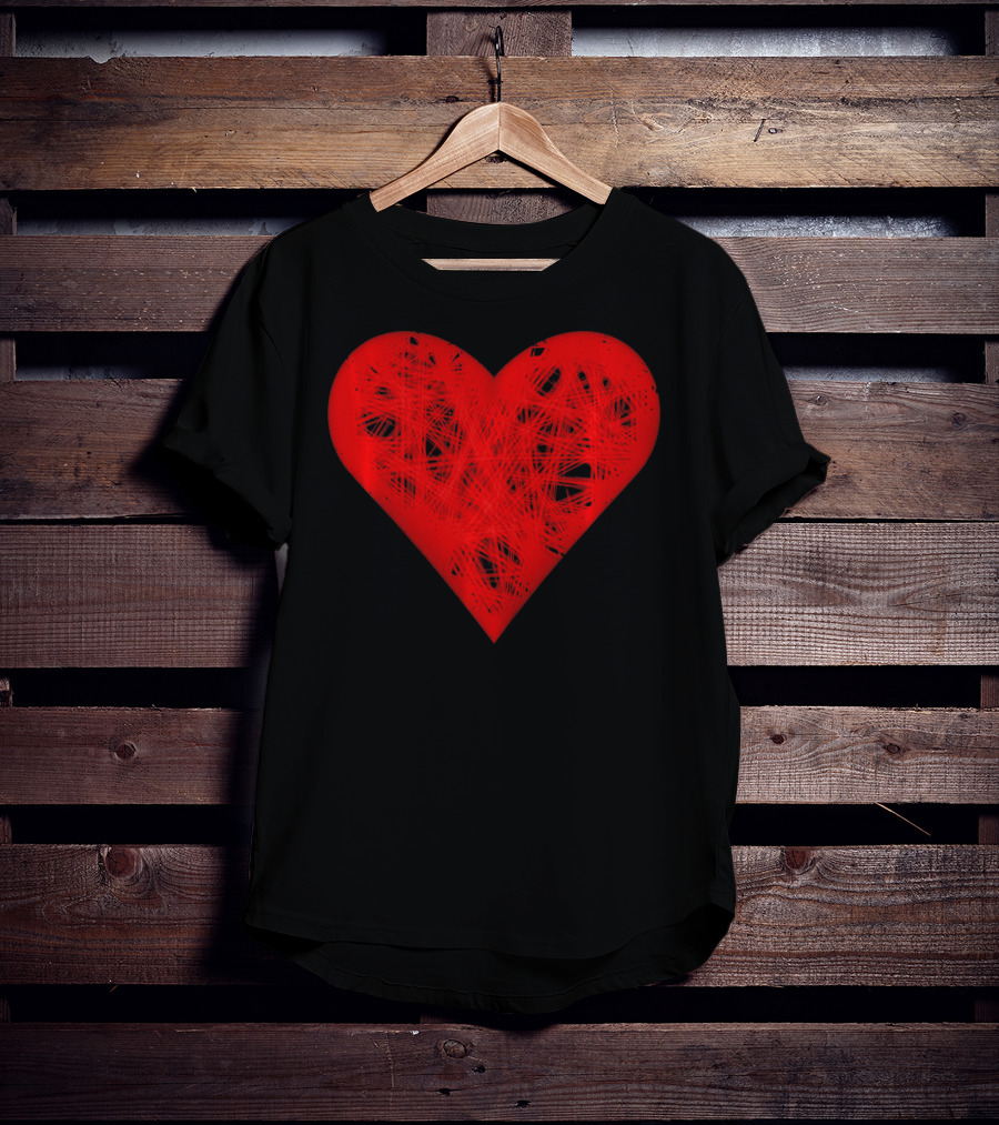 Faded Heart Strings Valentines Day Red Scribbled Heart T-Shirt