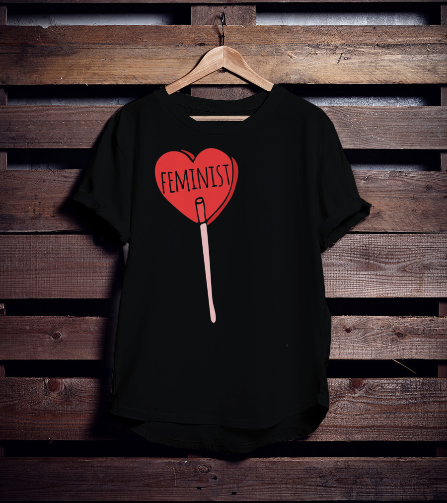 Feminist Red Heart Lollipop Valentine Sucker T-Shirt