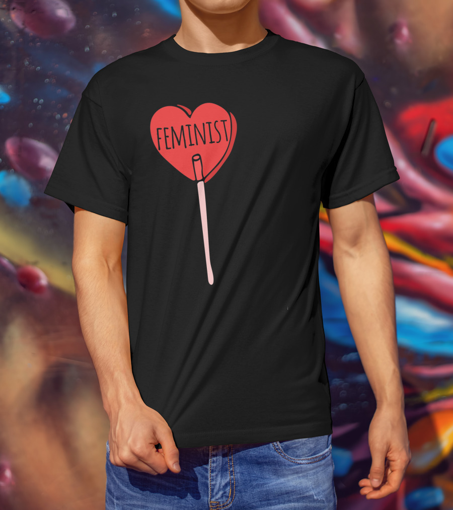 Feminist Red Heart Lollipop Valentine Sucker T-Shirt
