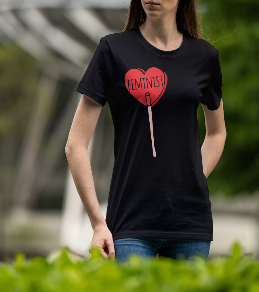 Feminist Red Heart Lollipop Valentine Sucker T-Shirt