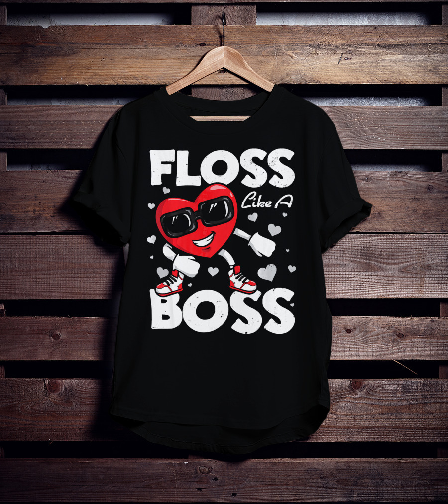 Floss Like A Boss Heart Dance Valentines T-Shirt