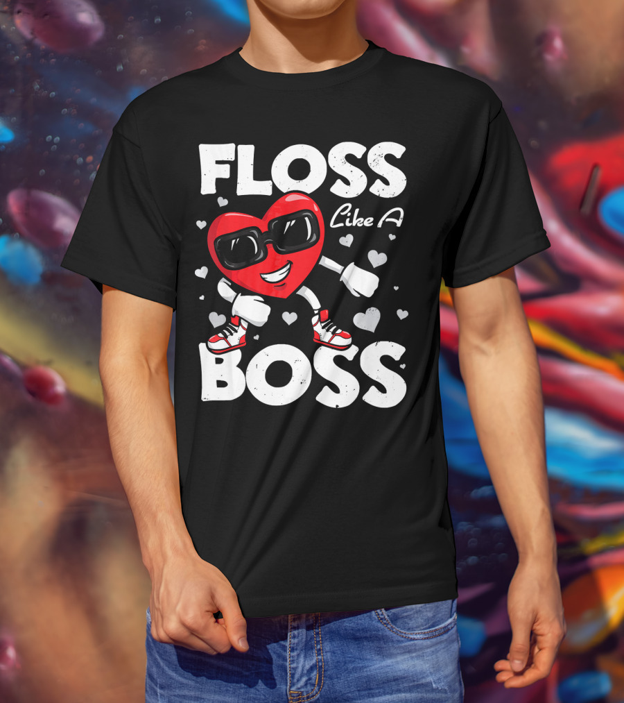 Floss Like A Boss Heart Dance Valentines T-Shirt